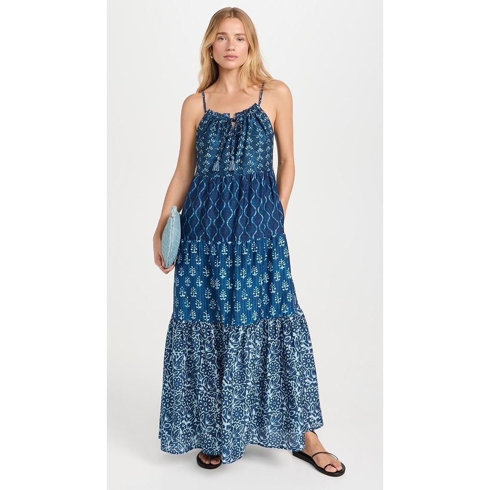 Faherty Sun Chaser Cotton Silk Tiered Maxi Dress Size XXS